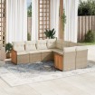 Juego de sofás de jardín con cojines beige 8 pzas ratán PE