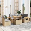Juego de sofás jardín con cojines 6 pzas ratán sintético beige