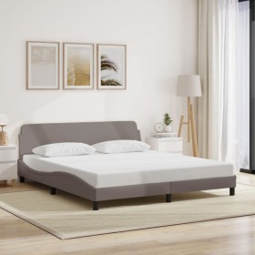 Cama sin colchón tela gris taupe 180x200