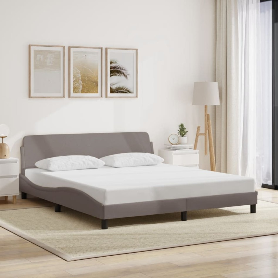 Cama sin colchón tela gris taupe 180x200