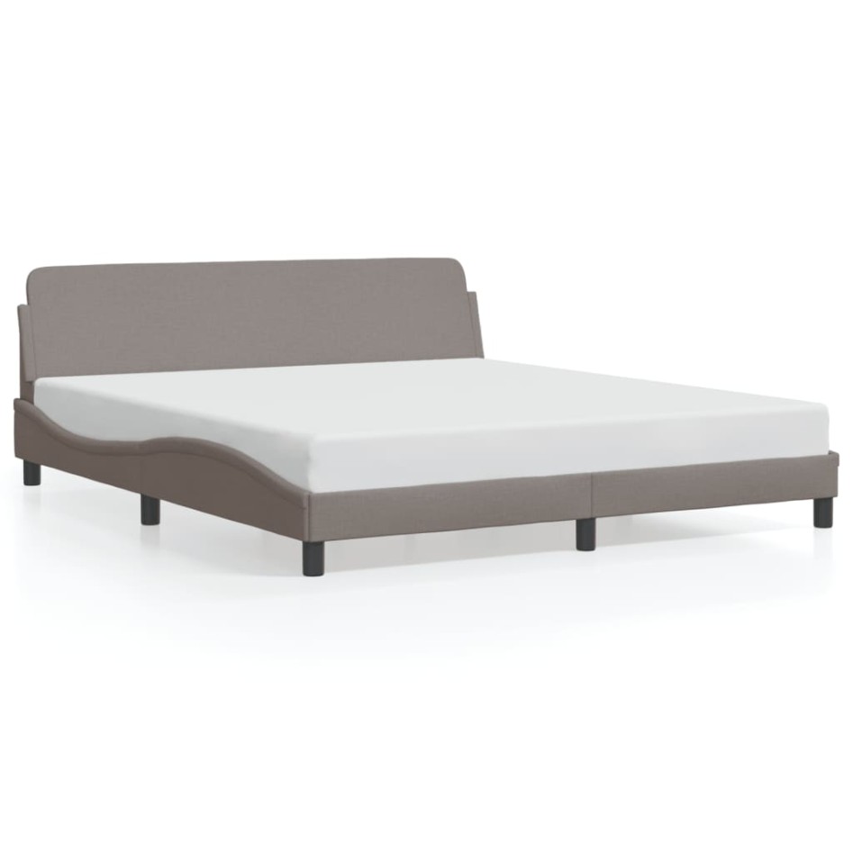 Cama sin colchón tela gris taupe 180x200