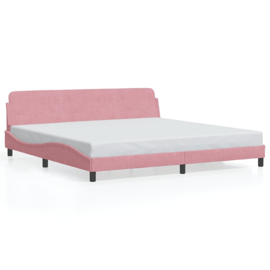 Estructura cama sin colchón terciopelo rosa 200x200