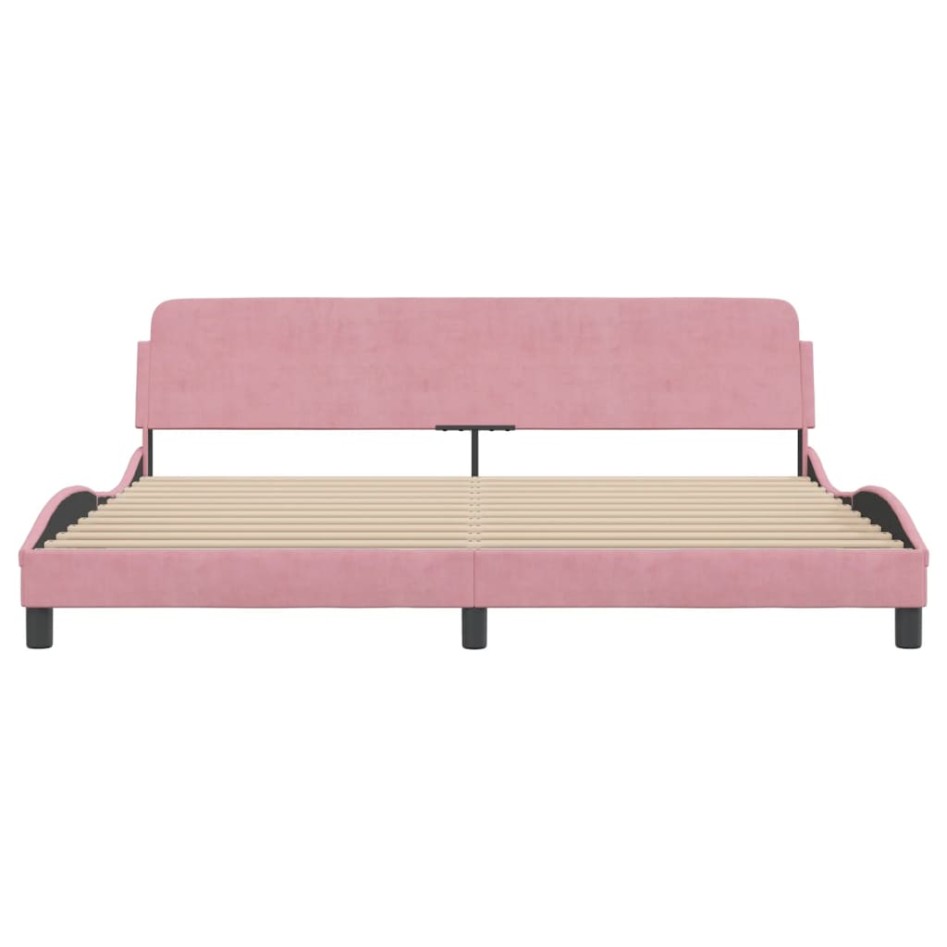 Estructura cama sin colchón terciopelo rosa 200x200