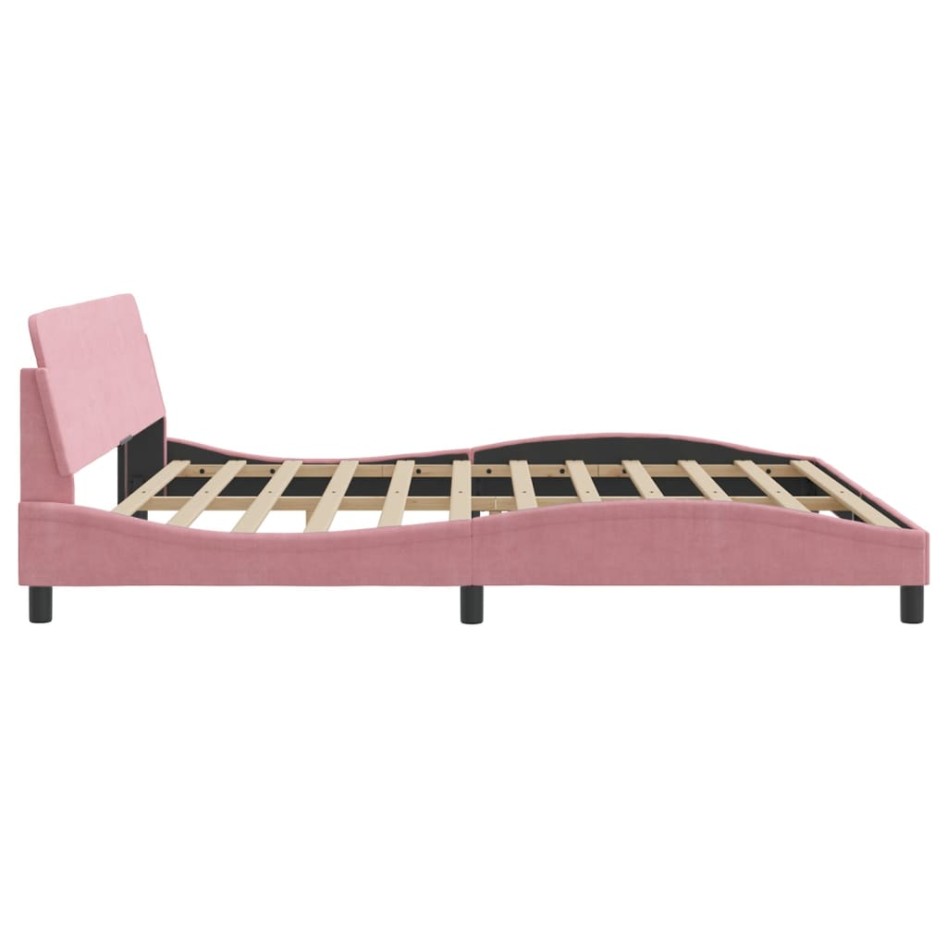 Estructura cama sin colchón terciopelo rosa 200x200