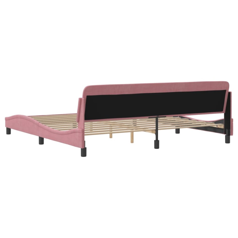 Estructura cama sin colchón terciopelo rosa 200x200