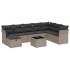 Set de muebles de jardín 9 pzas y cojines ratán sintético