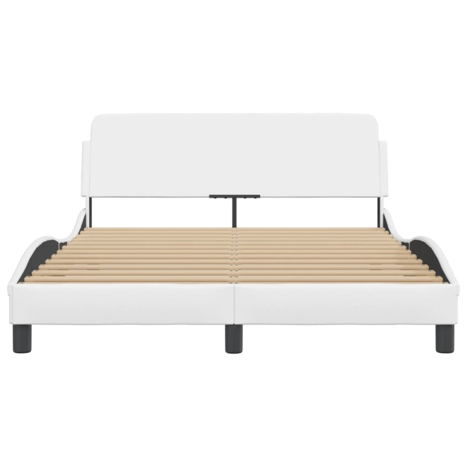 Estructura de cama cabecero cuero sintético blanco 140x190