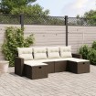 Set sofás de jardín 6 piezas y cojines ratán sintético marrón