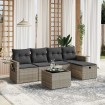 Set de sofás de jardín 6 pzas y cojines ratán sintético gris