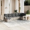 Set de sofás de jardín 7 pzas con cojines ratán PE gris claro