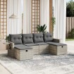 Set de sofás de jardín 6 pzas y cojines ratán sintético gris