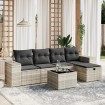 Set de sofás de jardín 6 pzas y cojines ratán sintético gris