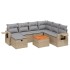 Juego de sofás jardín con cojines beige mezcla 8 pzas ratán