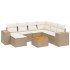 Juego de sofás de jardín con cojines beige 8 pzas ratán