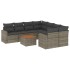 Set de muebles de jardín 9 pzas y cojines ratán sintético