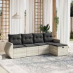 Set de sofás jardín y cojines 5 pzas ratán sintético gris claro