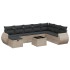 Set de muebles de jardín 9 pzas y cojines ratán sintético