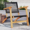 Sillas de jardín 2 uds madera de acacia y ratán sintético negro