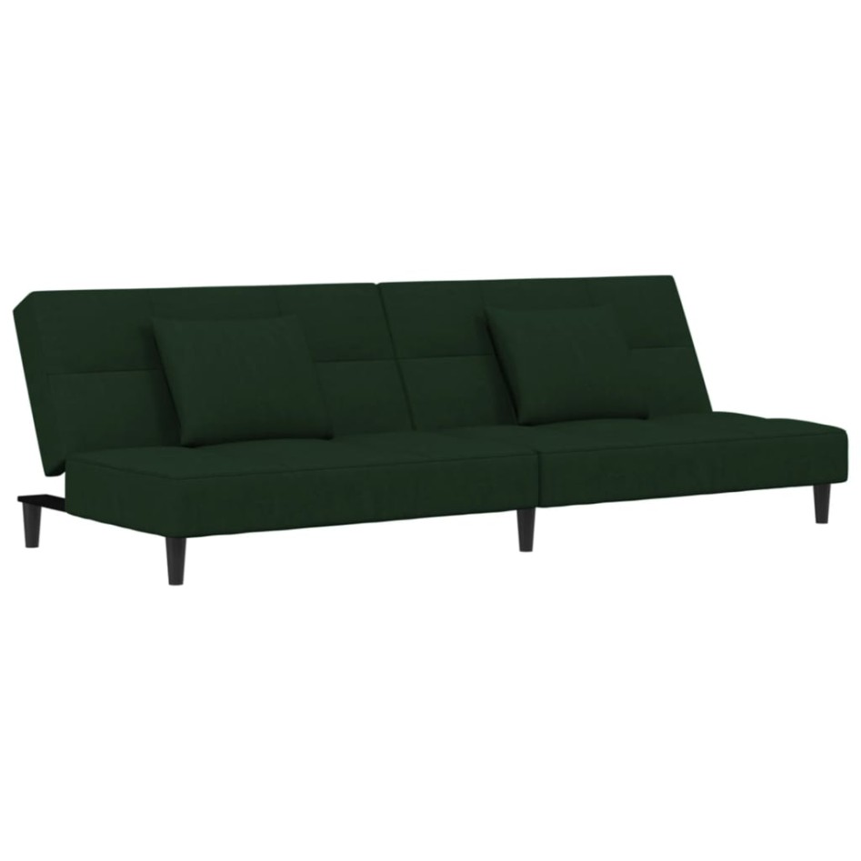 Sofá cama de 2 plazas con dos almohadas terciopelo verde