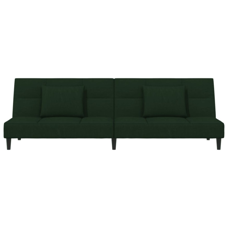 Sofá cama de 2 plazas con dos almohadas terciopelo verde
