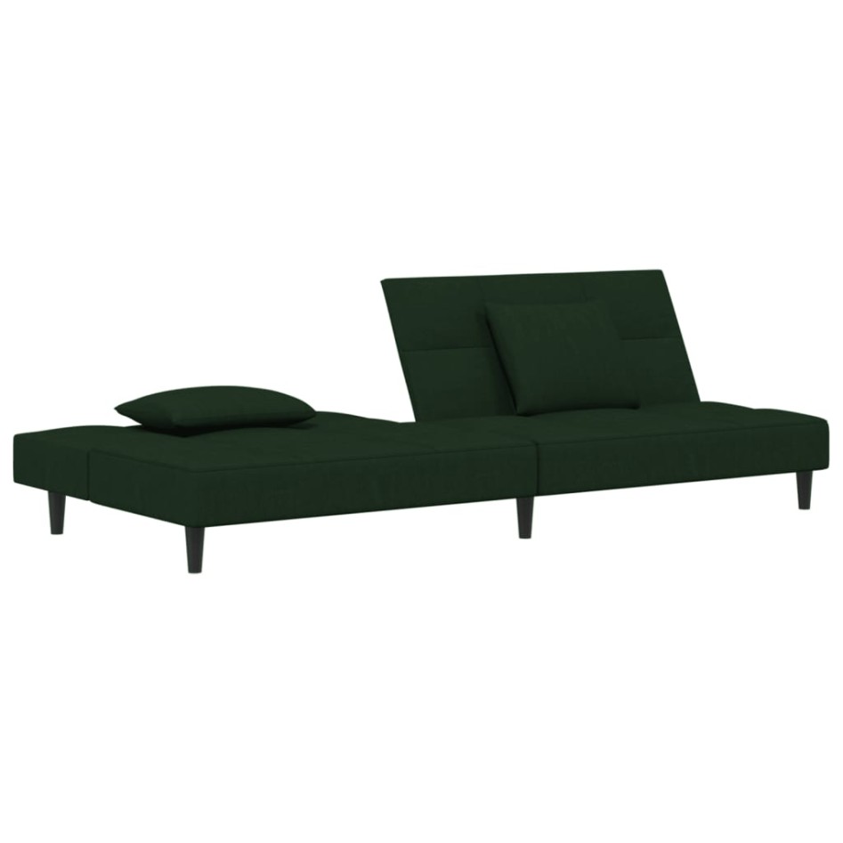 Sofá cama de 2 plazas con dos almohadas terciopelo verde