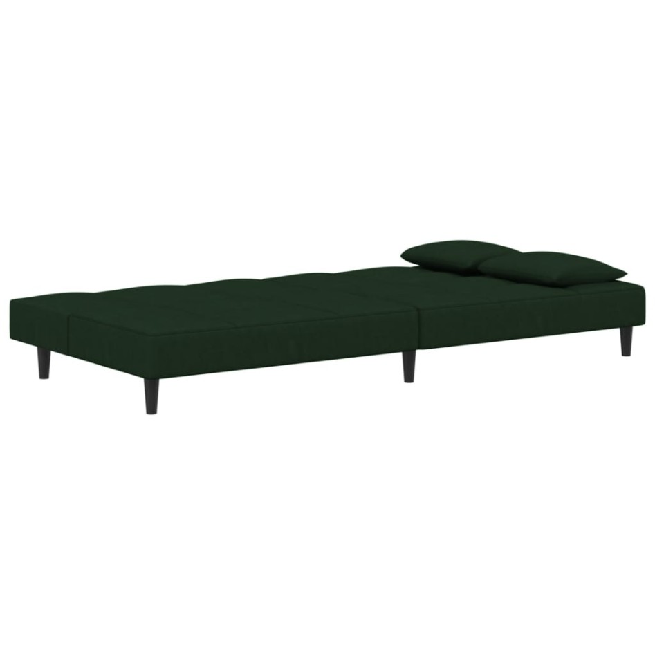 Sofá cama de 2 plazas con dos almohadas terciopelo verde