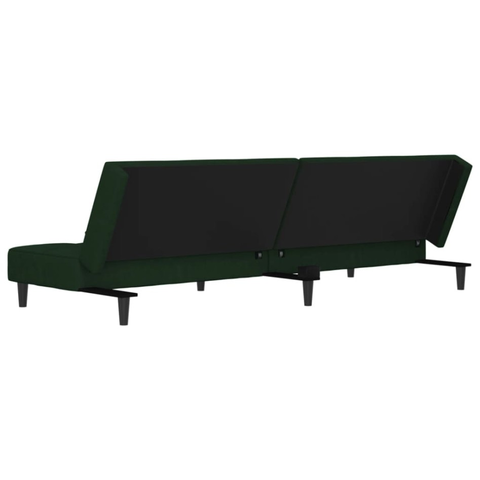 Sofá cama de 2 plazas con dos almohadas terciopelo verde