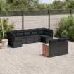 Set de sofás de jardín 8 piezas y cojines ratán sintético negro