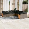 Set de sofás de jardín 10 pzas con cojines ratán sintético gris