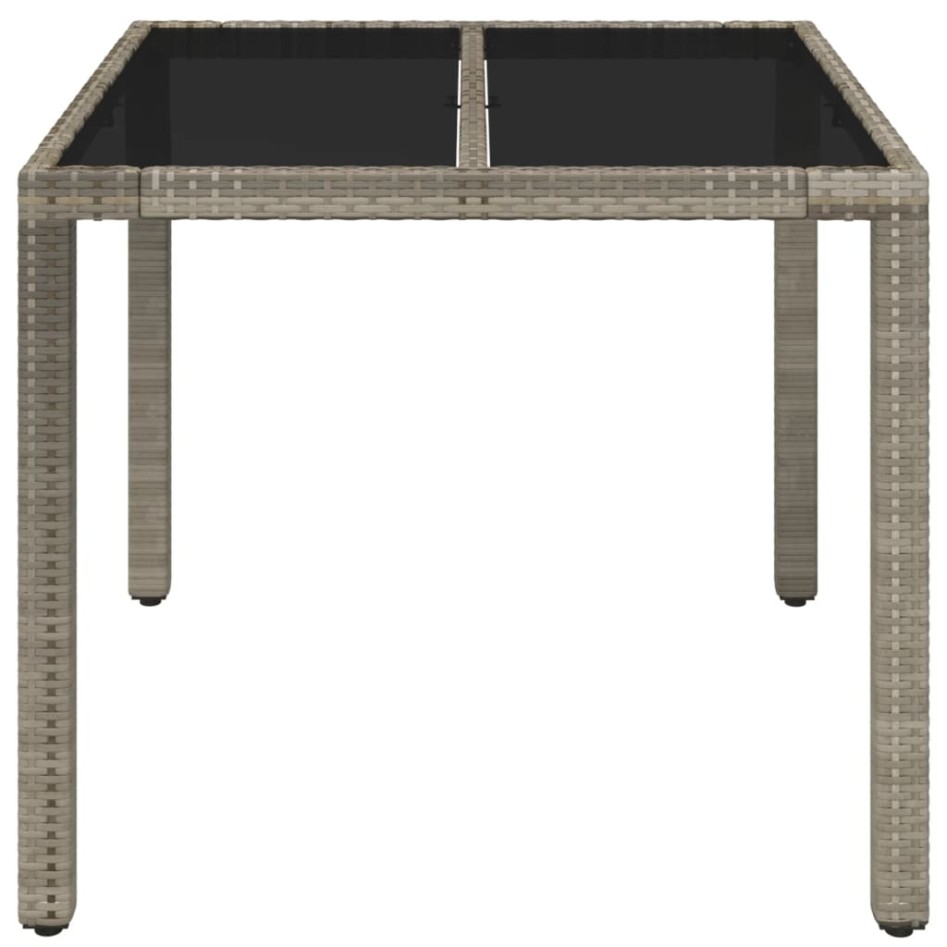 Mesa de jardín superficie de vidrio ratán PE gris 90x90x75