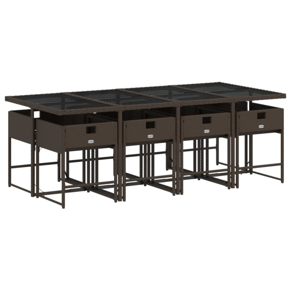 Set comedor para jardín 9 pzas y cojines ratán sintético