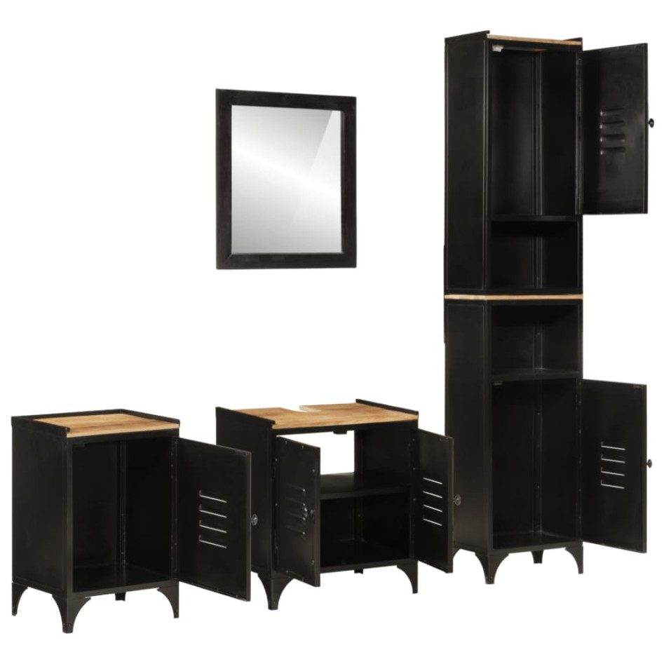 Conjunto de muebles de baño 4 pzas madera maciza mango y