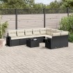 Set de sofás de jardín 10 pzas cojines ratán sintético negro