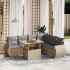 Set sofás de jardín 7 piezas y cojines ratán sintético