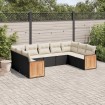 Set de sofás de jardín 8 piezas y cojines ratán sintético negro