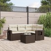 Set comedor de jardín 5 piezas y cojines ratán sintético marrón