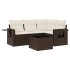 Set comedor de jardín 5 piezas y cojines ratán sintético