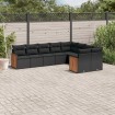 Set de sofás de jardín 8 piezas y cojines ratán sintético negro