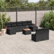 Set de sofás de jardín 10 pzas cojines ratán sintético negro
