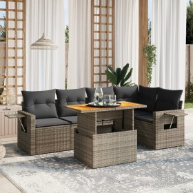 Set de muebles de jardín 6 pzas y cojines ratán sintético