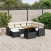 Set de sofás de jardín 8 piezas y cojines ratán sintético negro
