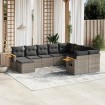Set de sofás de jardín 10 pzas con cojines ratán sintético gris