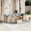 Juego de sofás de jardín con cojines beige 8 pzas ratán PE
