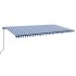Toldo retráctil manual con luz LED azul y blanco 600x350