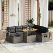 Set de sofás de jardín 8 pzas y cojines ratán sintético gris