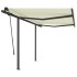 Toldo manual retráctil con postes crema 3x2,5