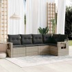Set de sofás jardín y cojines 5 pzas ratán sintético gris claro