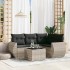 Set de sofás jardín y cojines 5 pzas ratán sintético gris