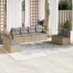 Juego de sofás jardín con cojines beige mezcla 8 pzas ratán PE