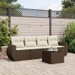 Set comedor de jardín 5 piezas y cojines ratán sintético marrón